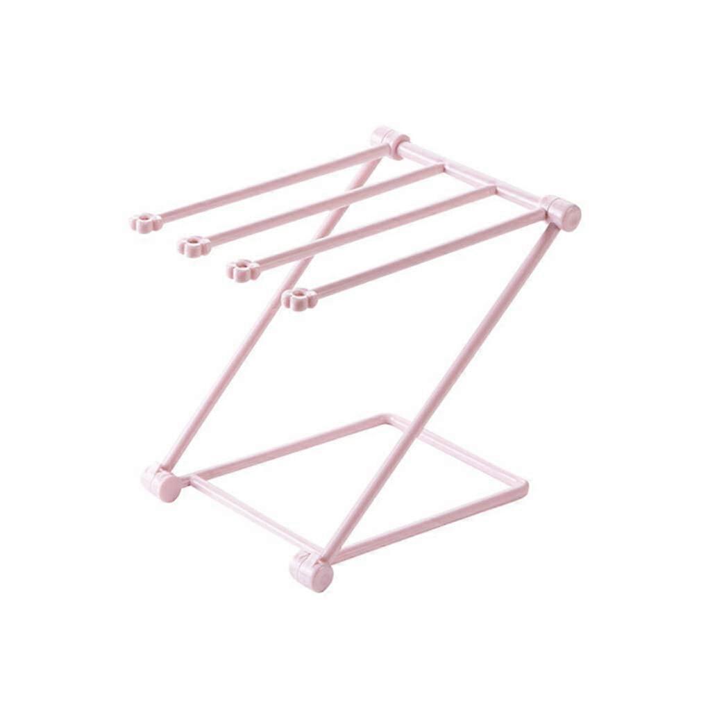 Wall Mounted FourBar Swivel Towel Rack SpaceSaving Foldable Holder for Bathroom, Pink