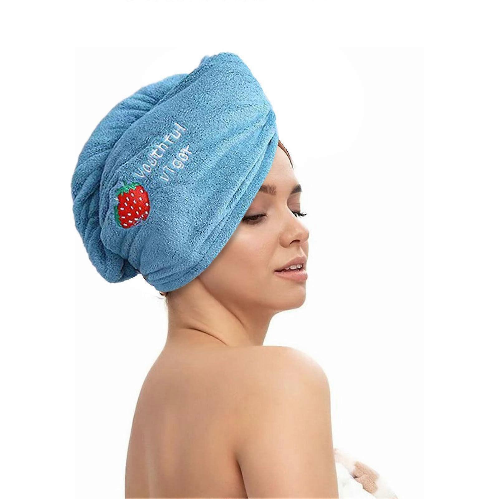 Microfiber Hair Towel Wrap for Women with Secure Button Closure, Fast Absorption Quick Dry