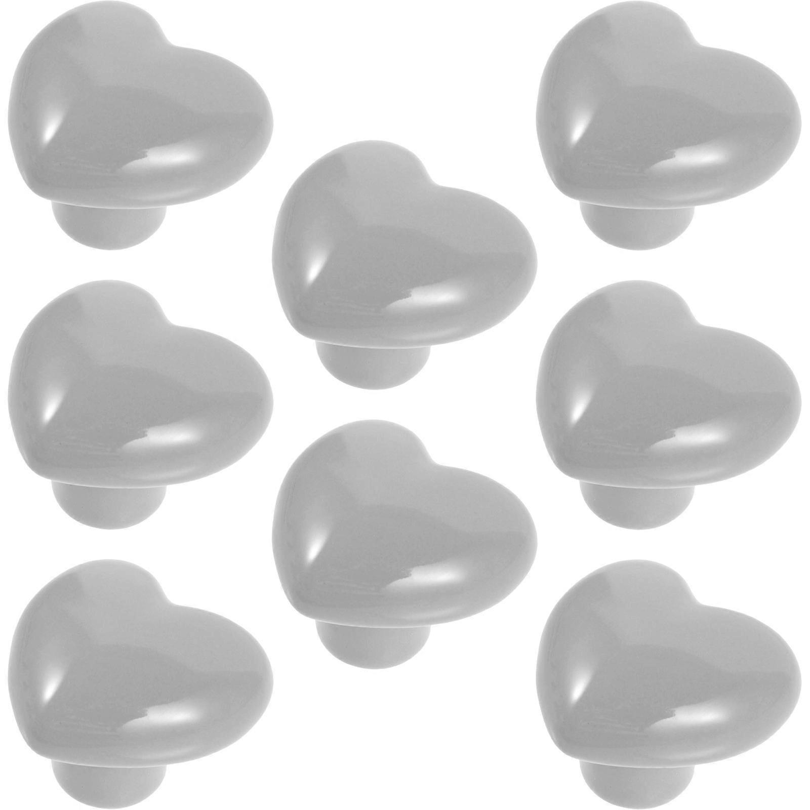 Ceramic Cabinet Knobs Cabinet Knob for Drawer Handles 8Pcs Grey Heart Shaped