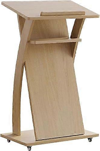 Podium Stand Solid Wood Lectern with Wheels for Church Conference Reception and Document Storage