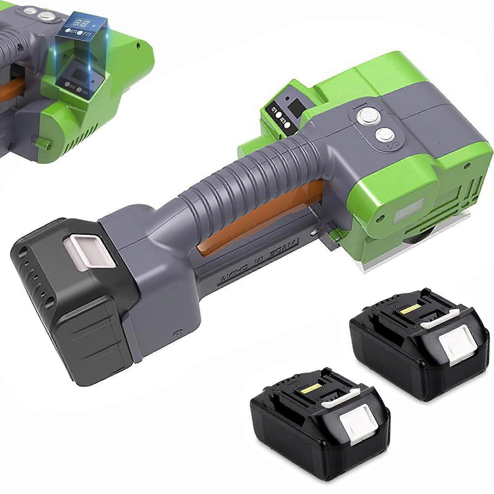 Battery Powered Automatic Strapping Tool with LCD Display, Heavy Duty, 6000mAh, 2 Batteries