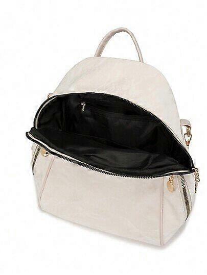 Women's backpack, 34cm height, polyurethane material, white short trip backpack