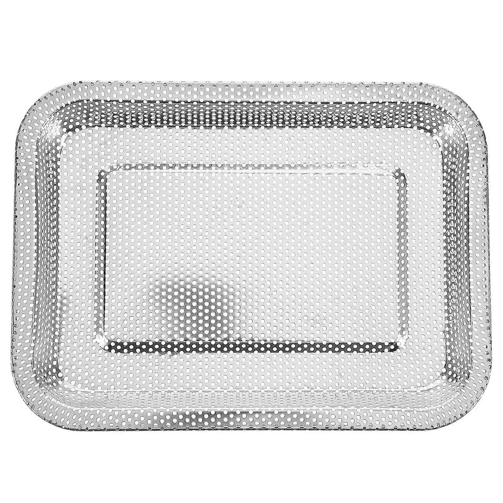 Silver Stainless Steel Tea Serving Tray for Efficient Drainage