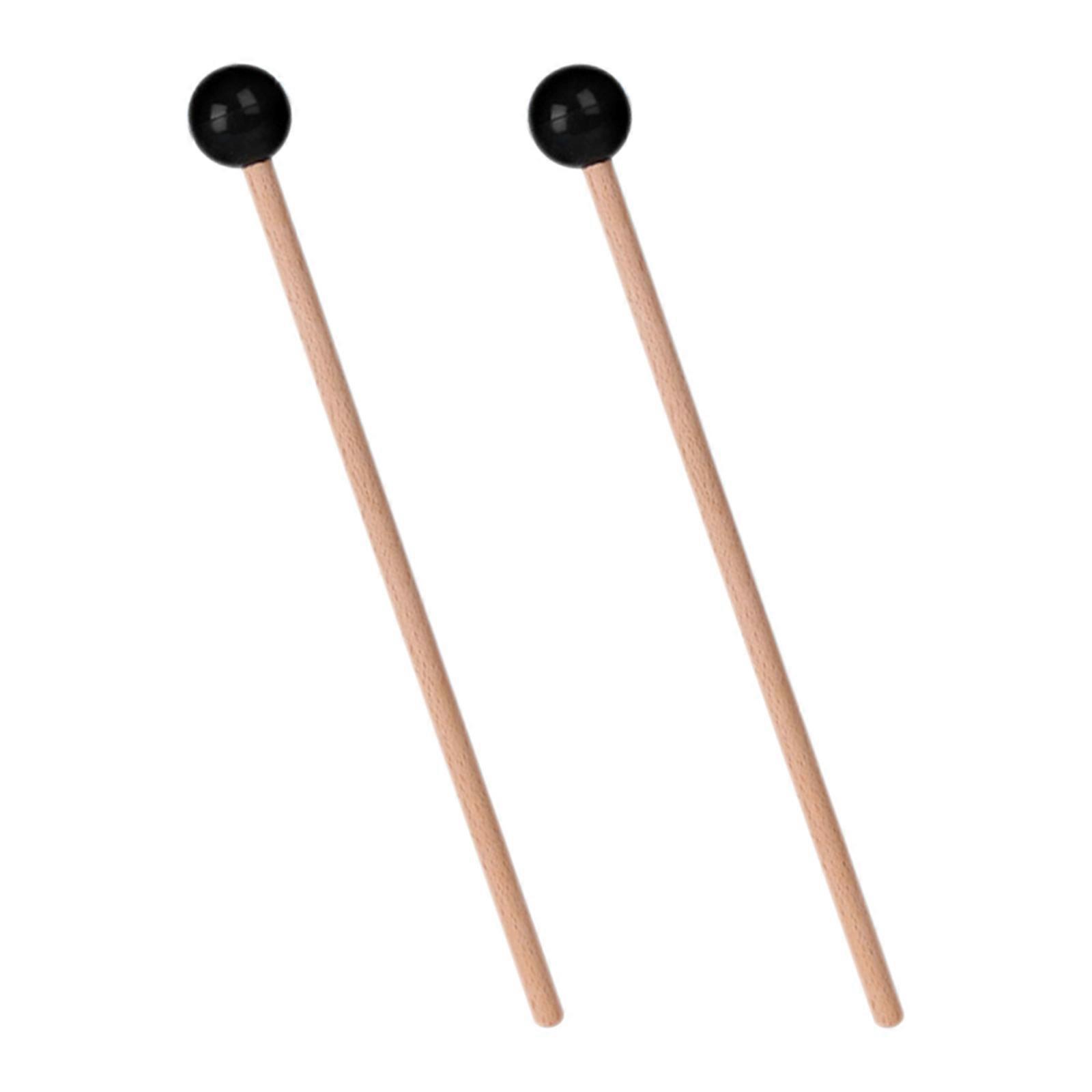 Ethereal Drumstick Wood Drum Mallets for Drum 2Pcs Black Rubber Handle