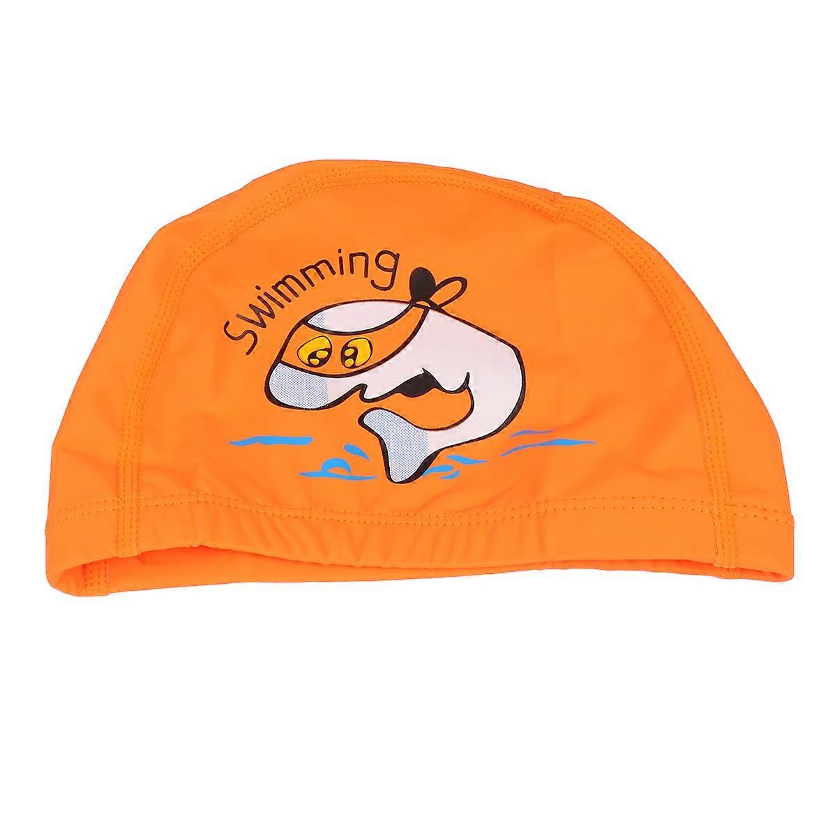 Swimming for Kids Elastic Swimming Hat Dolphin Pattern 2Pcs Orange