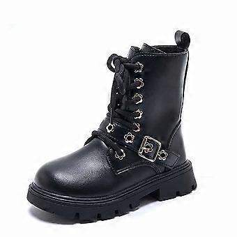 Stivaletti invernali da bambina, stile britannico, suola morbida, comodi stivali per bambini piccoli - Nero, taglia 04 (5,5–6 anni), adatti al freddo