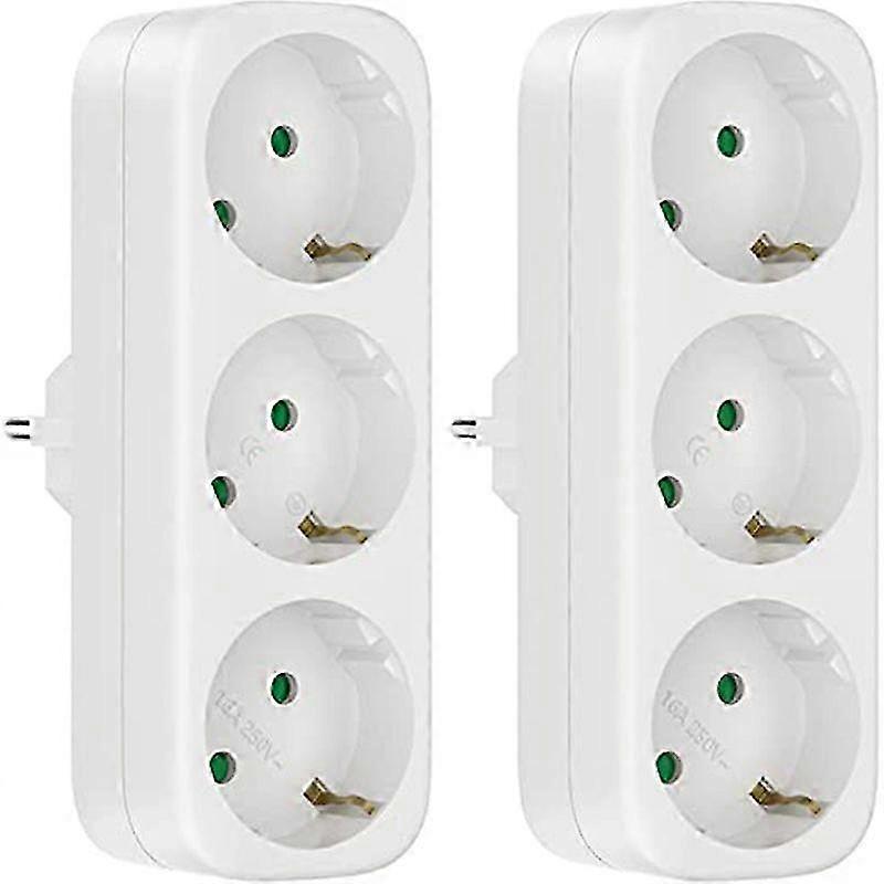 Multi Socket Without Cable, 250V/16A Socket Adapter, EU Plug,2 Pack