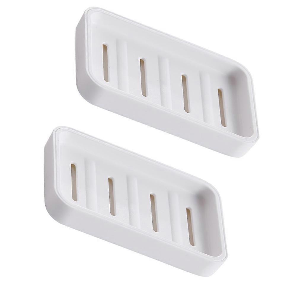 Double-Layer Soap Boxes Draining Soap Container for Bathroom 4Pcs White