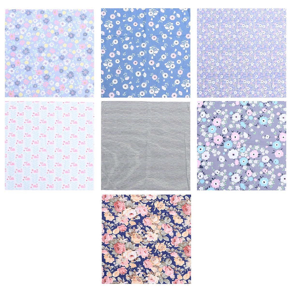 Sewing Fabric Pure Cotton Patchwork Cloth for DIY Use 7Pcs Assorted Patterns