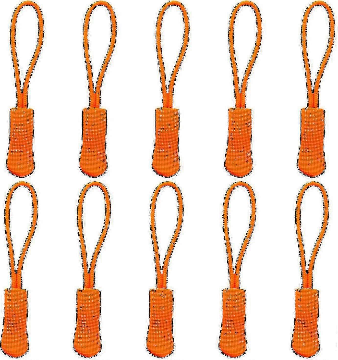 10pcs Replacement Zipper Pulls Orange Zipper Pull Cord Extender--Orange