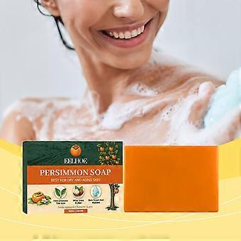 Deodorizing Persimmon Soap  Dry and Aging Skin, with Persimmon and Green Tea Extract, Natural Body Wash Soap for Old People, Gentle Cleansing Body