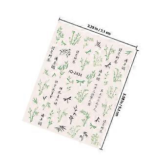 Nagelstickers met waterinkt en rozenmotief voor decoratie (4 vellen), decoratieve bamboe nagelstickers.