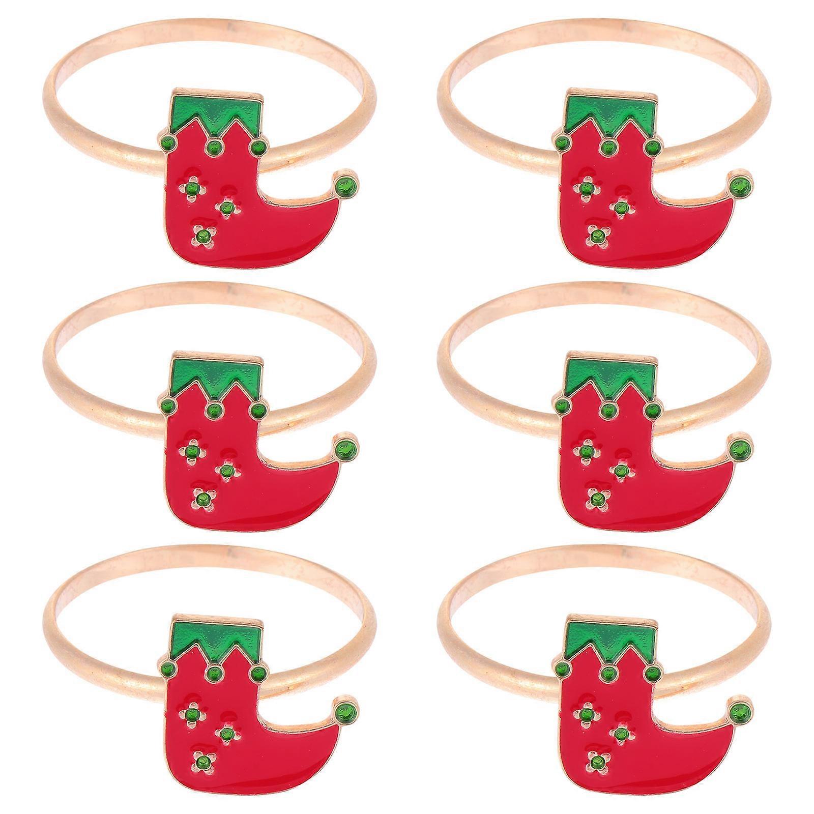 6Pcs Noël Éléments Motif Serviette Boucles Délicates Serviette Boucles