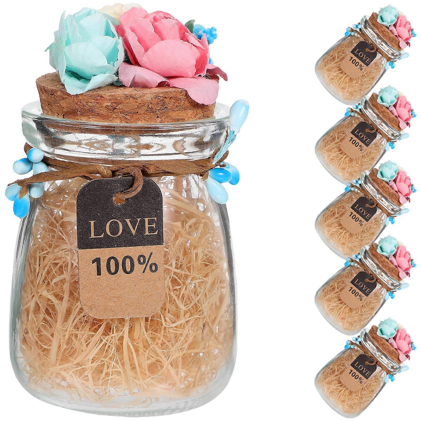 Blue Corked Glass Candy Jars Creative Wedding Candy Boxes for Storage 6Pcs