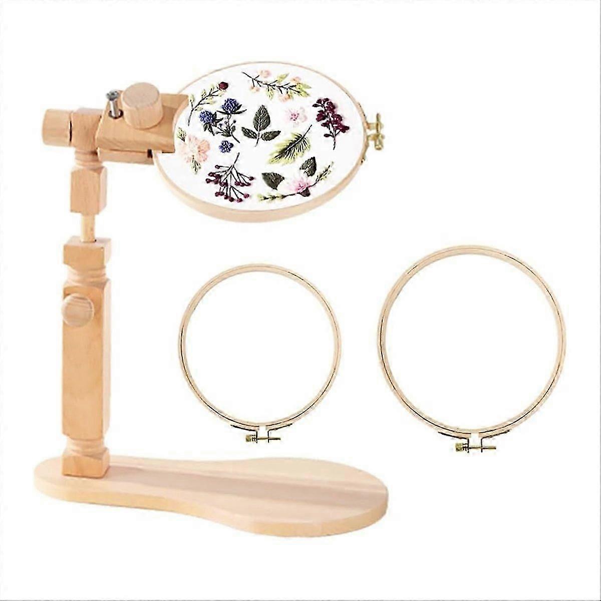 Adjustable Embroidery Hoop Stand with 2PCS Hoops, for Sewing Projects