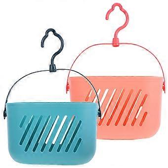 2pcs Shower Basket: Bathroom Hanging Basket with Hooks - Plastic Bath Essential Holder Organizer for Shower Dorm Kitchen and Toilet Essentials