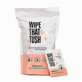 Portable Flushable Wet Toilet Paper, 1 Pack, 30 Individually Wrapped Extra Large Aloe Vera Wipes, Hypoallergenic and Odo