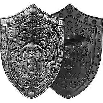 Kids Shield Toy 2 Pack Medieval Lion Knight Shield Plastic Costume Props for Halloween Cosplay Party School Theater Role Play Dress Up Dark Grey