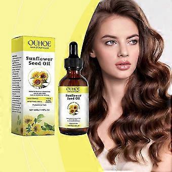 Bio-Sonnenblumenöl, reines und natürliches Sonnenblumenkernöl für die Gesichts- und Kopfhautpflege, kaltgepresstes, unraffiniertes Sonnenblumenkernöl, pflegt die Kopfhaut