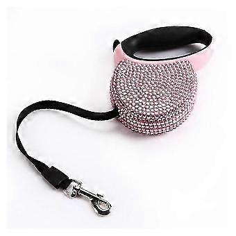 leash pink lead flat retractable rhinestone bling crystal puppy