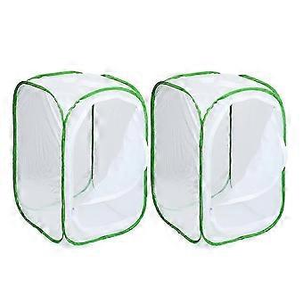 Gabbia per insetti e farfalle 40x40x60 cm in rete PVC bianca e verde, design quadrato alto per piante di asclepiade, facile da riporre, riutilizzabile, educativa, per la raccolta di insetti.