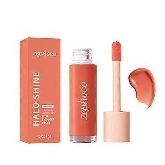 2pcs Pearlescent Lip Glaze, Orange-Red, Smooth, Non-Sticky, Pigmented, Everyday and Versatile