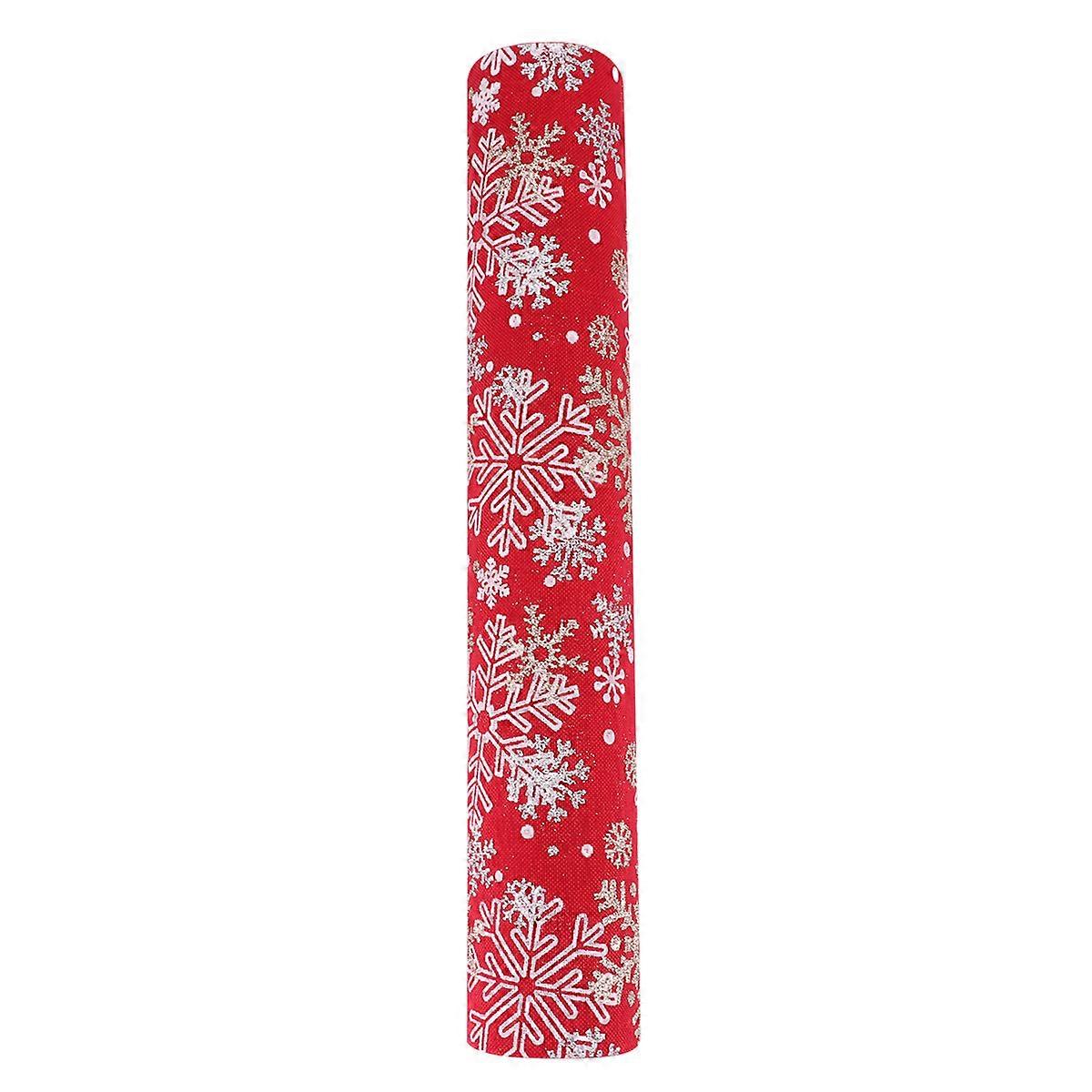 Christmas Table Flag Creative Tablecloth for Decor 2Pcs Red Snowflake