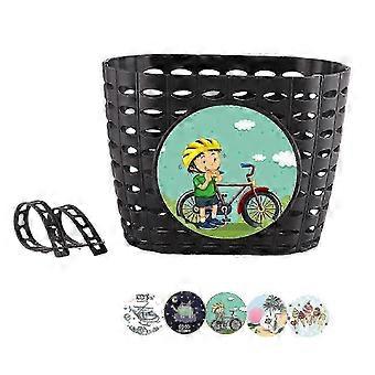 Kids Bike Basket Front Mount Durable Plastic Weather Resistant for 3 to 8 Year Olds School Commute Outdoor Ride Blue Pink Black Orange