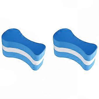 Pool Swimming Training for Kids & Adults - 2X Foam Pull Buoy & EVA Kick Board, Blue + White