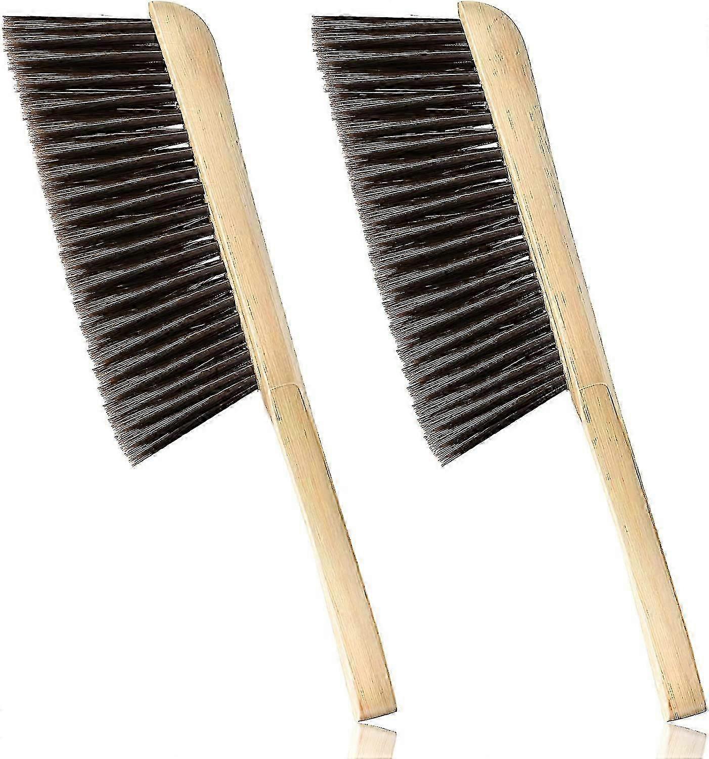 2 st träborstar, eldstadsborste, hästhårsborste, bänkborste (brun)