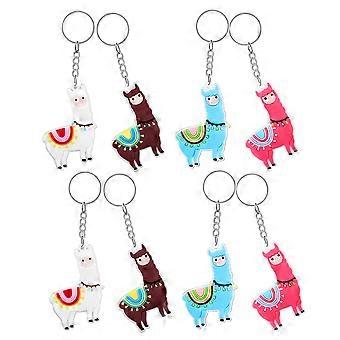 Cartoon Alpaca Keychain Charms for Decoration 8Pcs Assorted Colors PVC