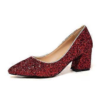 Elegant Pumps For Women, Artificial PU Material With Sequin Decoration