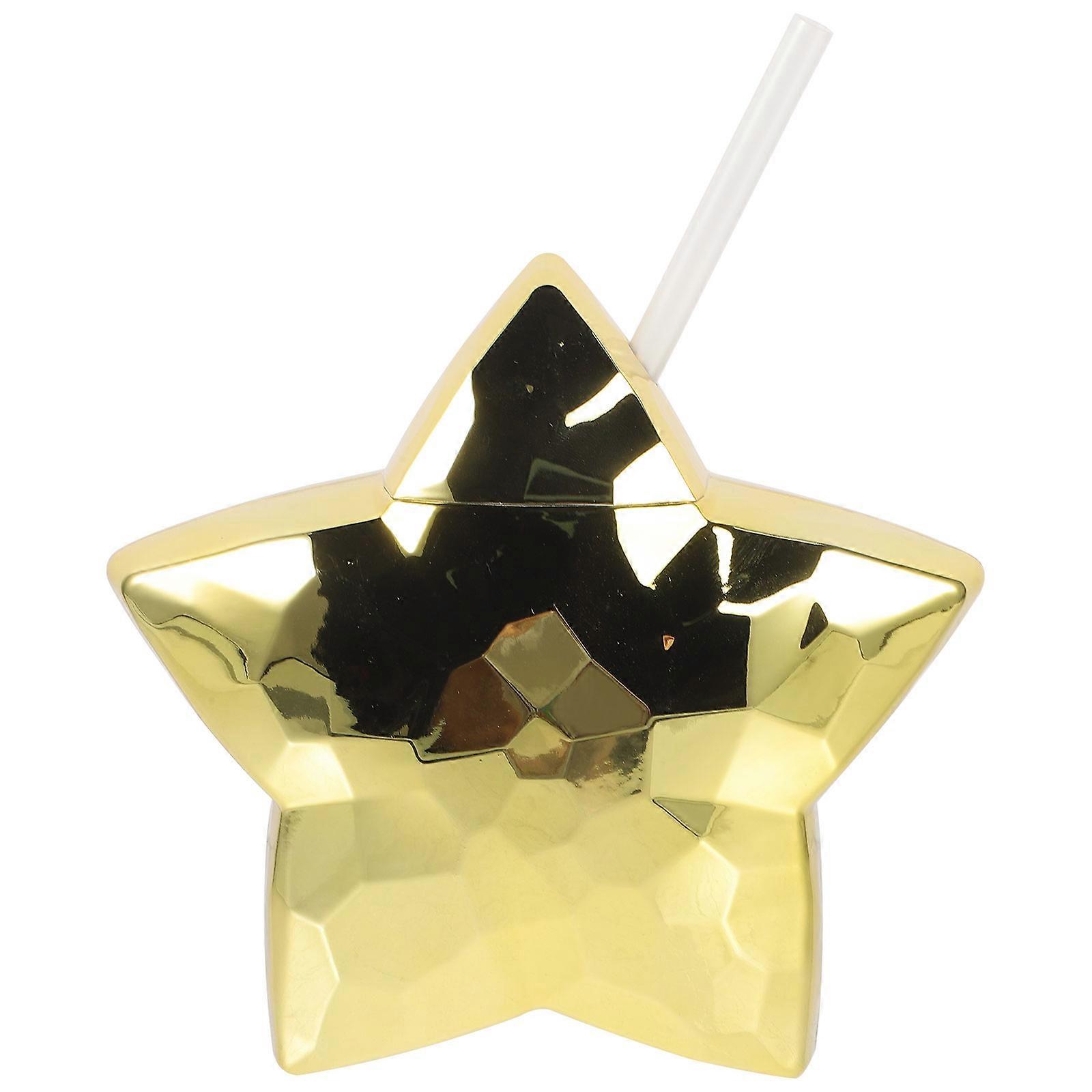 Five Pointed Cup with Straw for Halloween Golden Material