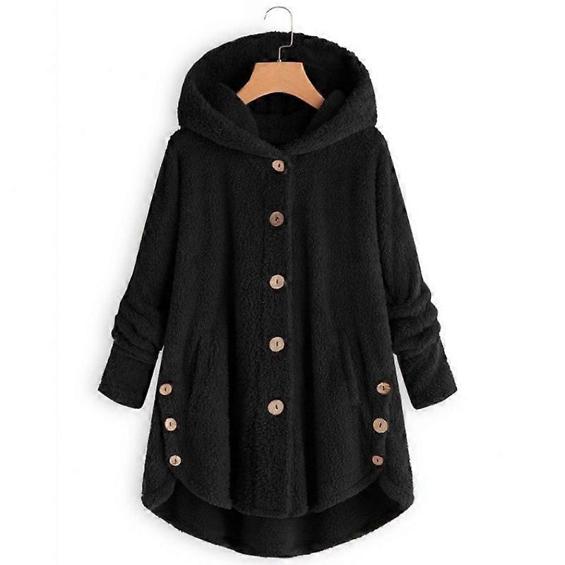 Winter fashion warm button-down plush top irregular solid color coat