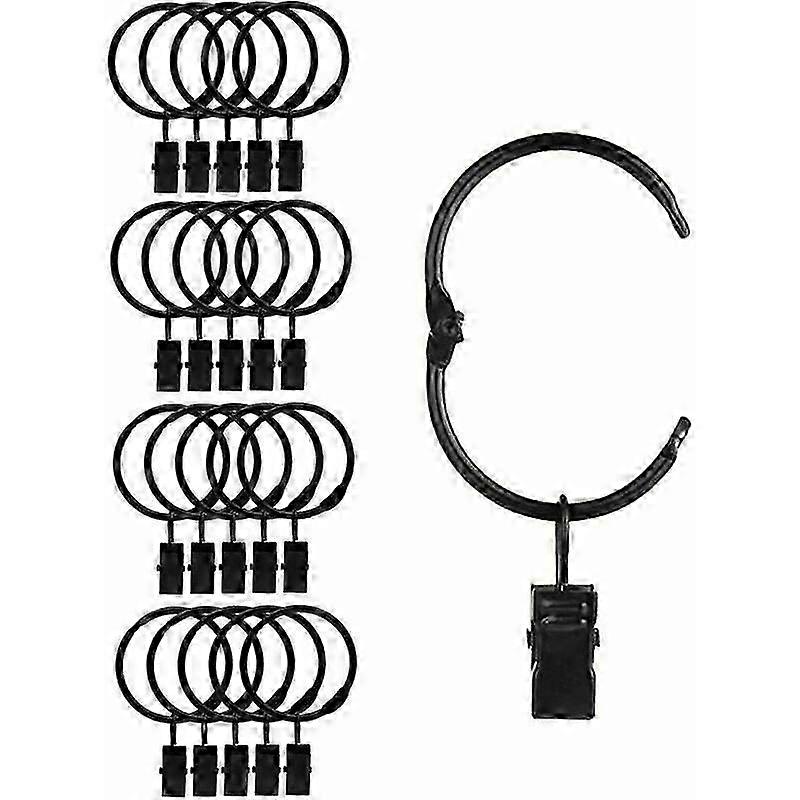 Solid Metal Black Drapery Hoops 20 Pack