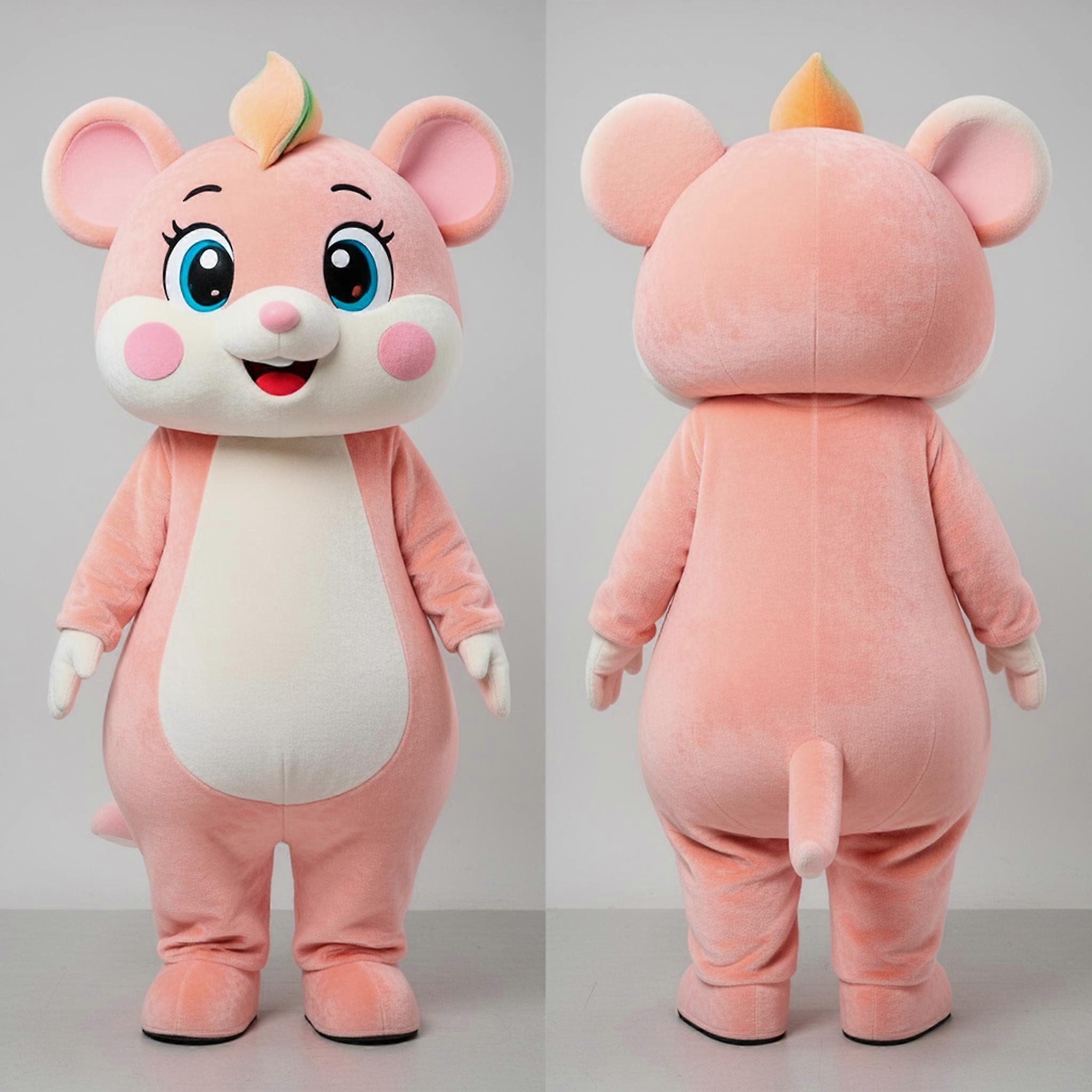 MASTICOT Peach Soft Rounded Rat Mascot