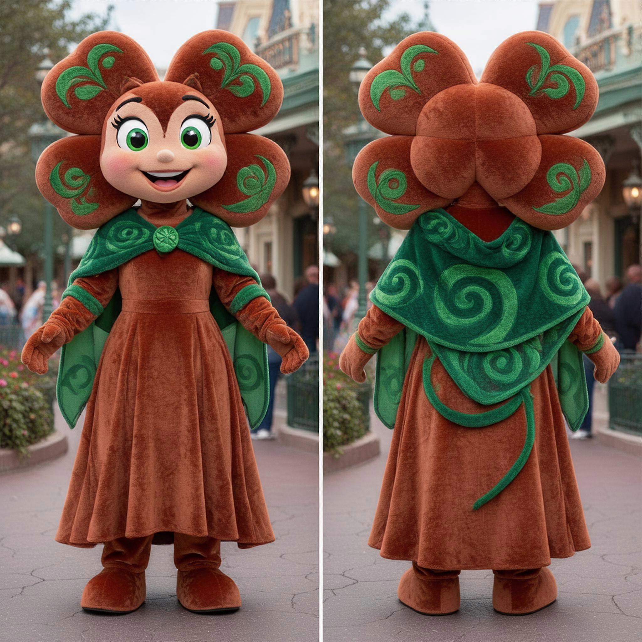 MASTICOT Rust Orange Cheerful Four Leaf Clover Mascot