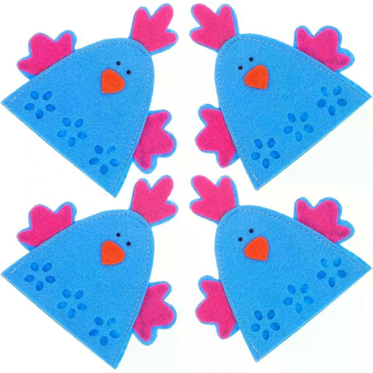 4pcs Easter Egg Bags Chick Egg Holders Basket Covers Set for Easter Decoration in Kitchen