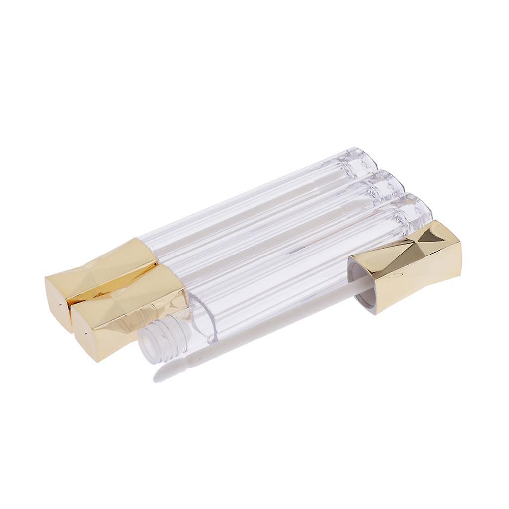 3x 5ml Empty Clear Lip Gloss Tube Eyeshadow Lip Balm Bottle Container Golden