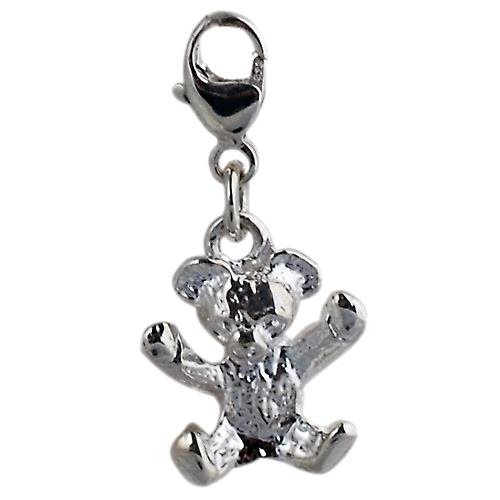 Silver 23x12mm Teddy Bear Charm on a lobster trigger