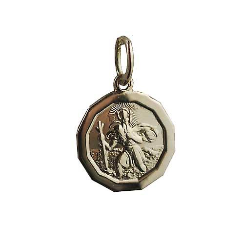 18ct Gold 13x15mm plain dodecagonal St Christopher Pendant