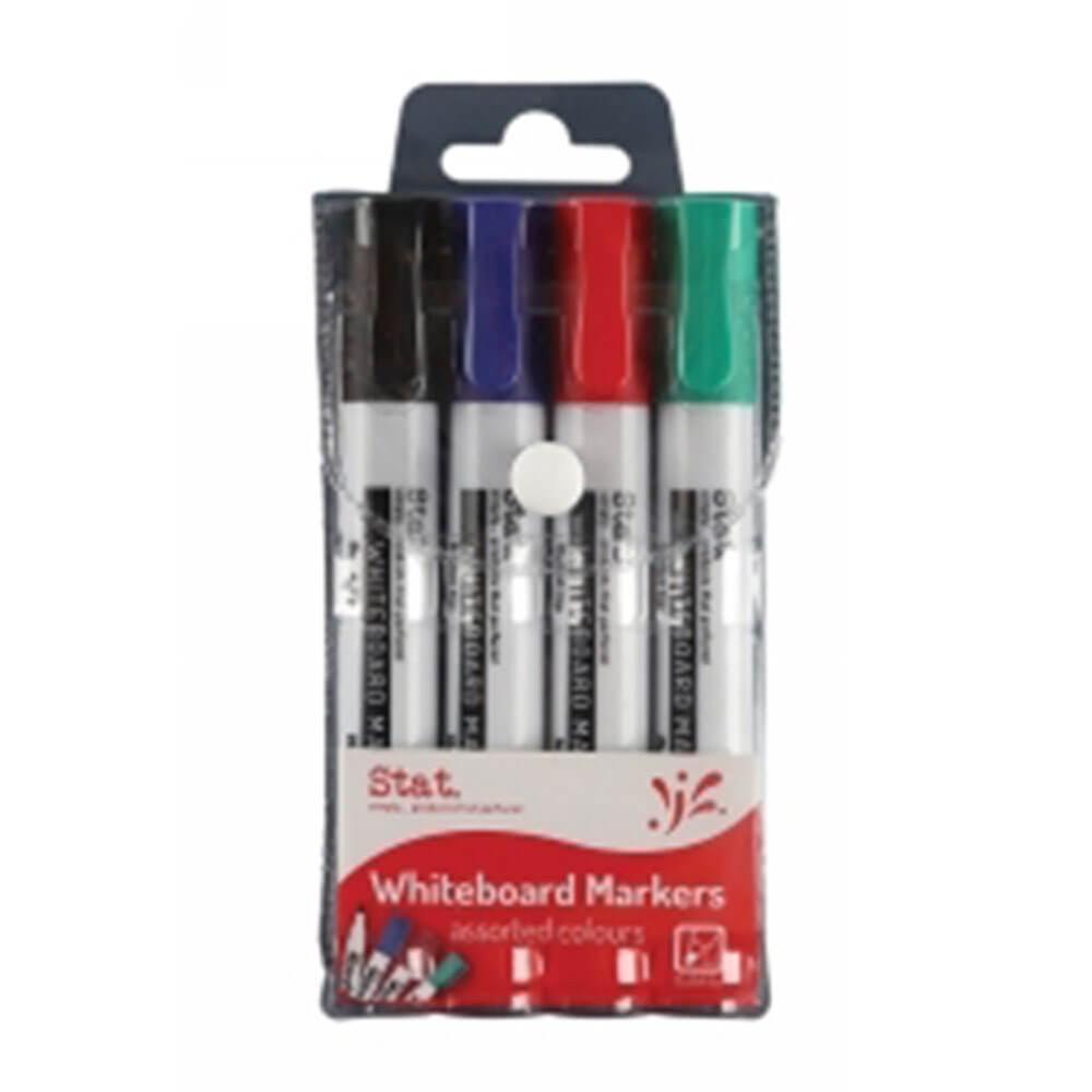 Stat Bullet Tip Whiteboard Markers Erasable Ink 2.0mm Assorted Colors Set of 4