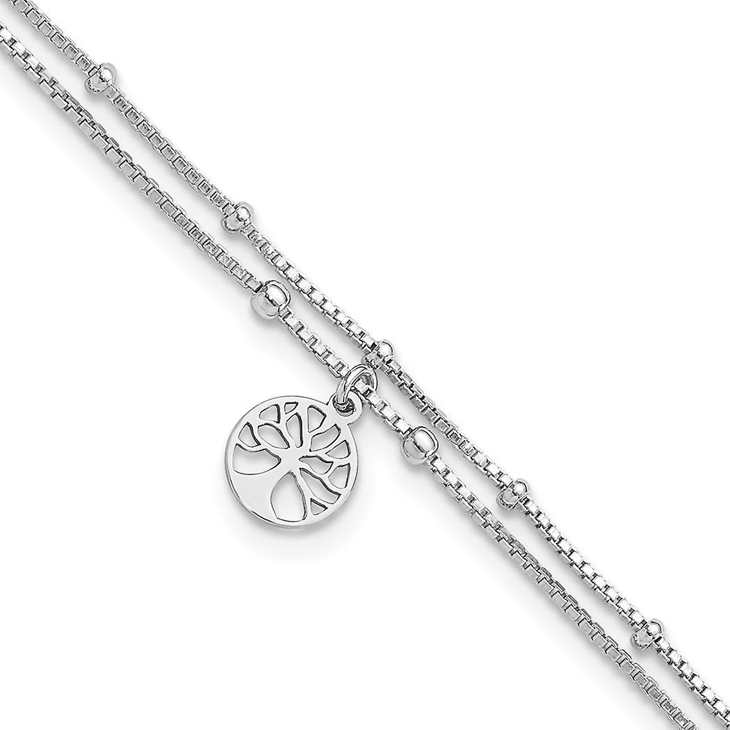 10mm 925 Sterling Silver Tree Of Life Plus 1in Extension Anklet 9 Inch-Anklet for Women - 3.4 Grams