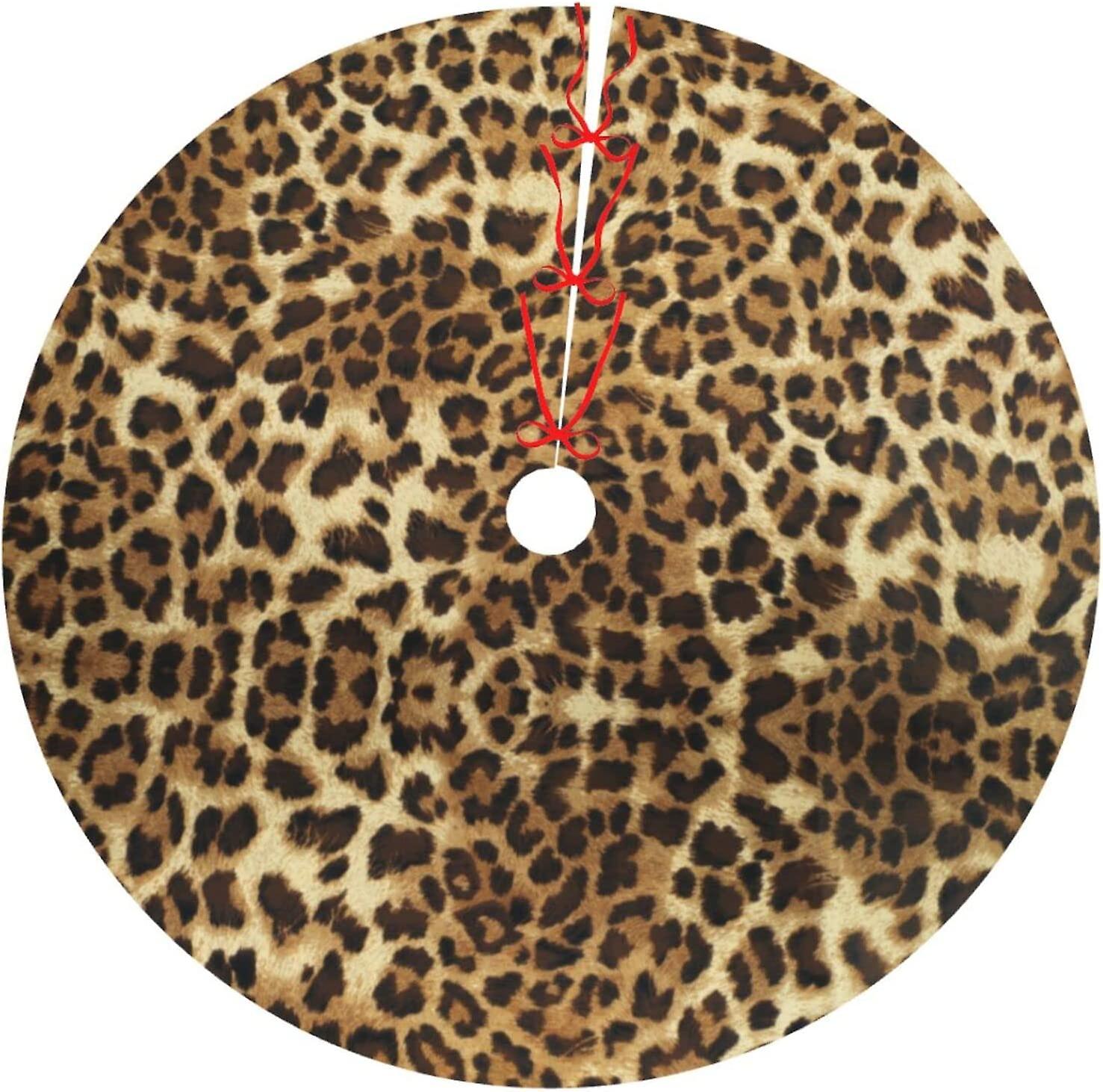 Leopard Pattern Christmas Tree Skirt Xmas Tree Mat 48 inch