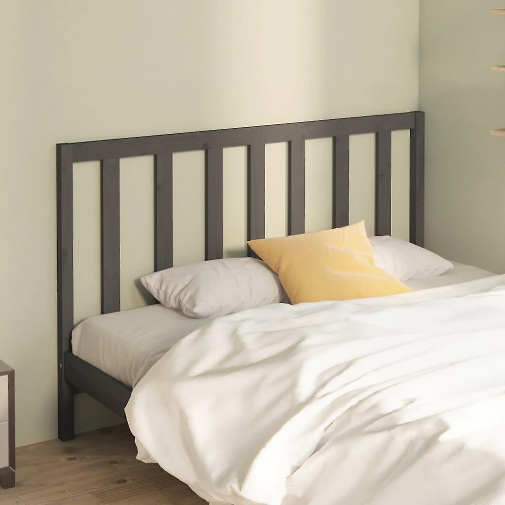 Headboard Grey 126x4x100 cm Solid Pine Wood