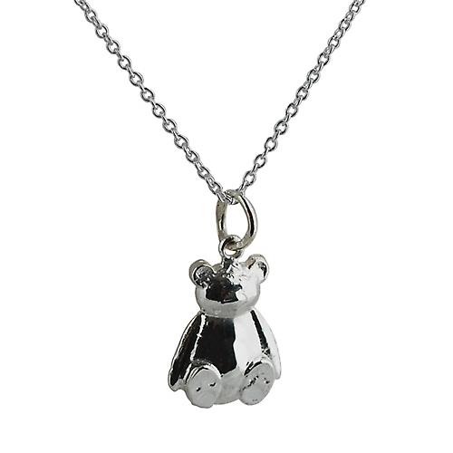 Silver 14x11mm solid Teddy Bear with a rolo Chain 20 inches