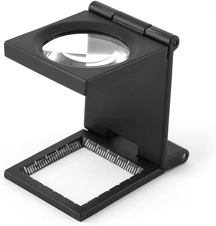 10X, Folding Magnifier with LED Scales, Portable Foldable Zinc Alloy Thread Magnifier Reading Magnifier, Pocket Magnifier for Work Office Home Repair
