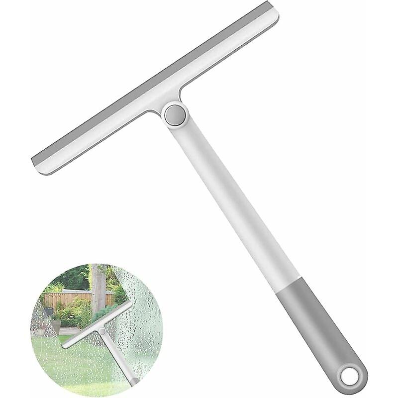 Shower Squeegee, 360° Rotatable Extended Handle Multi-Purpose Silicone Squeegee with for Shower, Bathroom, Mirror, Cleaning Glass, Tile, Windows (Grey