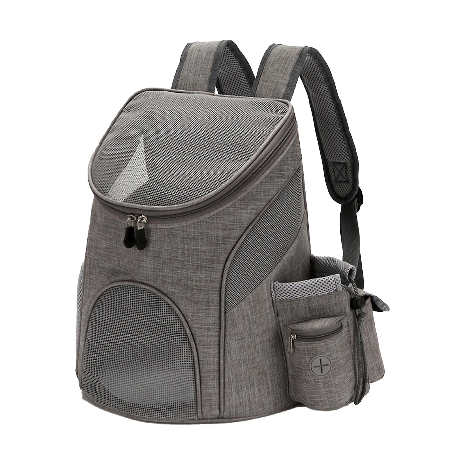 Pet Backpack Dog Cat Carrier With Double Zip Clear Window Side Pockets