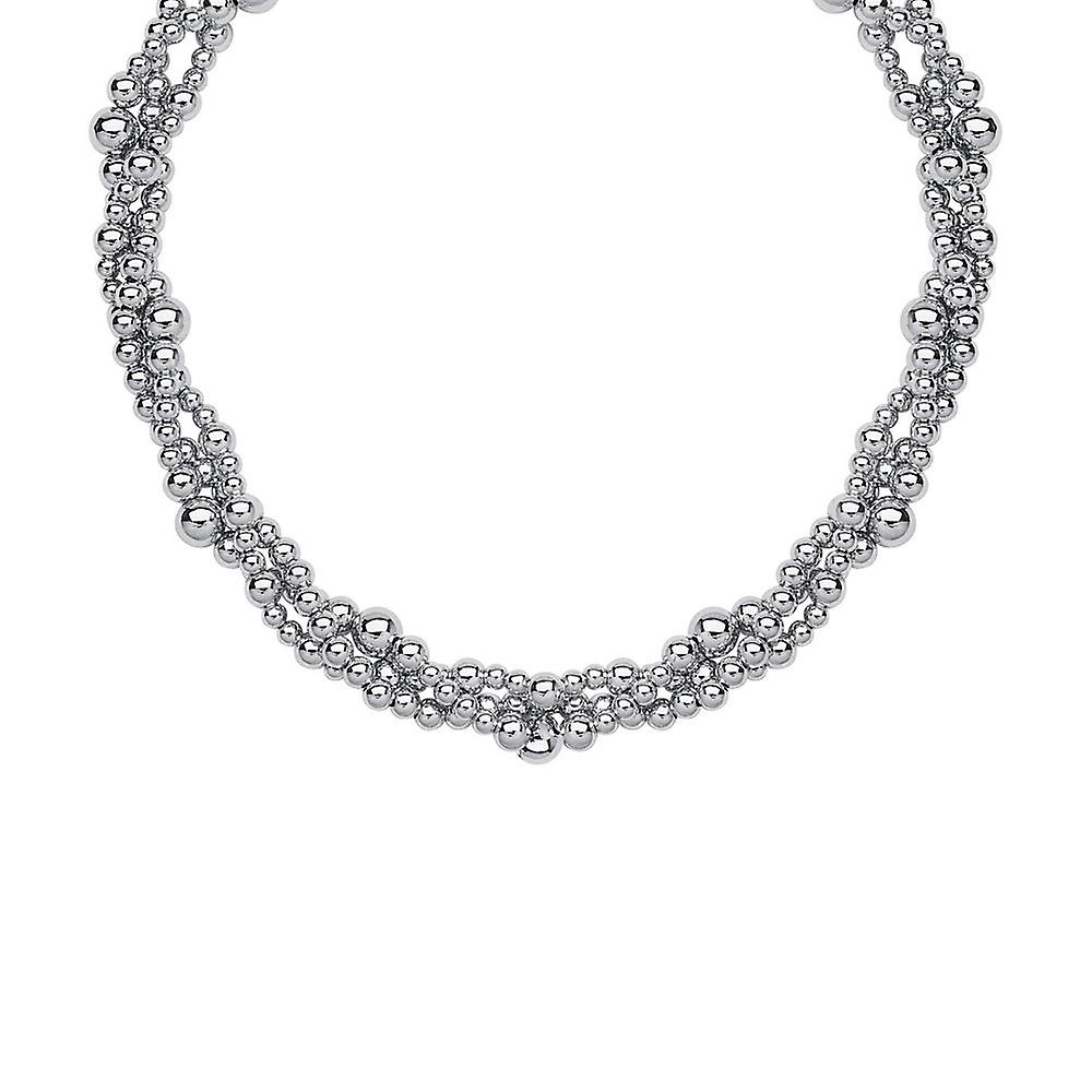 925 Sterling Silver Rhodium Plated Twisted 3 Layer Bead Strings 18 Inch Strand Náhrdelník pre ženy